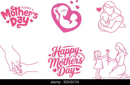 Happy Mother's Day Vector Illustration Collection feiert Mutterschaft Liebe und Familie Bond Stock Vektor