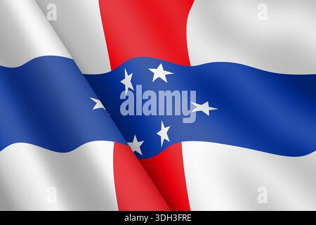 Niederländische Antillen winkende Flagge 3D Illustration Stockfoto
