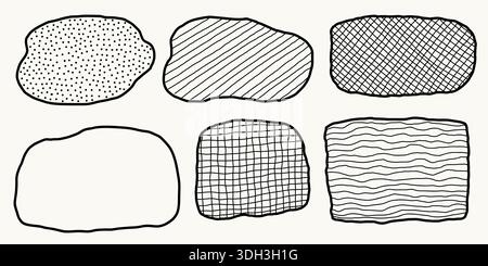 Set Aus Handgezeichneten Abstrakten, Strukturierten Blob-Frames Stock Vektor