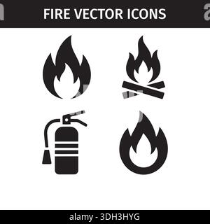 Feuer und Flamme Illustration Pack, minimales Feuer Vektor Pack, hochwertige Vektor Feuer und Flamme Symbole Stock Vektor