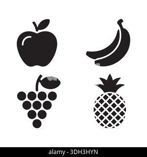 Vektor-Früchte-Paket, Flache Früchte Vektor-Symbole Stock Vektor