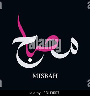 Misbah Name arabisch Kalligraphie Logo Design Stock Vektor