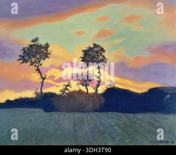 Landscape at Sunset, 1919 Gemälde von Flix Vallotton Stock Vektor