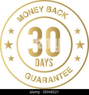 30 Tage Geld-zurück-Garantie Stempel: Professionelle Qualitätssicherung und Symbole für Kundenvertrauen Stock Vektor