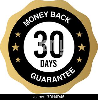 30 Tage Geld-zurück-Garantie Stempel: Professionelle Qualitätssicherung und Symbole für Kundenvertrauen Stock Vektor