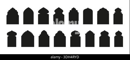 islamische Ramadan Kareem und Eid Mubarak Fenster und Bögen im orientalischen Stil. Formen im arabischen Stil Stock Vektor