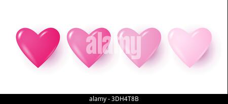 Realistisches rosafarbenes Herzset. Stock Vektor