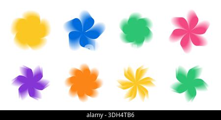 Set mit verschwommenen Blüten. Bunte y2k Shapes Kollektion Stock Vektor