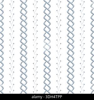 Vertikales nahtloses Muster mit Möbelschlüsseln und Nägeln auf isoliertem Hintergrund. Aquarelldarstellung von Metallbauwerkzeugen. Geometrisch Stockfoto