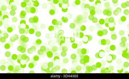 Grüne Bokeh-Girlande mit leuchtenden Glühbirnen und sanftem Glanz. Festliche dekorative Überzüge schaffen abstrakte Feiertagsmuster mit leuchtenden Kreisen und Stockfoto