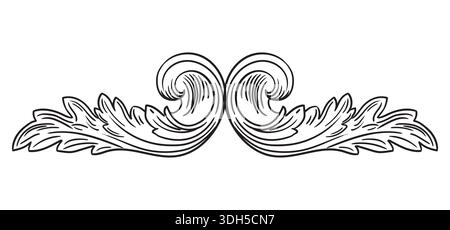 Symmetrische Handzeichnung Barock Ornament Vektor Illustration Stock Vektor