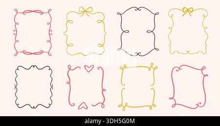 Skurriles Dekorationsrahmen-Set Im Vintage-Stil Stock Vektor