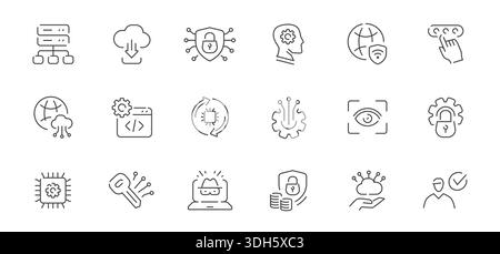 Internet-Schutz Websymbole gesetzt. Sicherheitszugriff, Passwort-Konzept. Symbole und Zeichen für Apps und Websites Stock Vektor