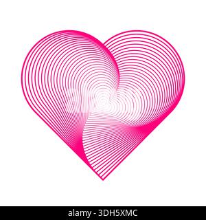 Das Herz besteht aus vielen kleinen Herzformen. Abstrakte geometrische moderne lineare Gestaltungselemente in rosa Farbe. Romantisches Symbol für Valentinstag, Vektor. Stock Vektor