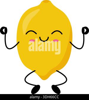 Niedliche Kawaii Lemon Figur Illustration Stock Vektor