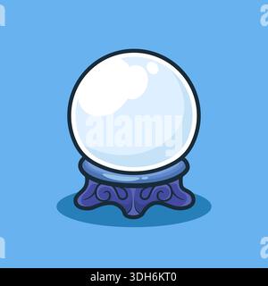 Magische Kristallkugel auf kunstvollem Stand, Mystic Fortune Teller Sphere für Halloween und Fantasy Design Stock Vektor