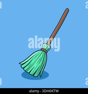 Zauberbesen-Illustration der Hexe, Spooky Fliegende Besen für Halloween und Hexerei Design Stock Vektor