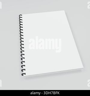 Leeres Notizbuch isoliert auf weißem Hintergrund 3D-Abbildung Stockfoto