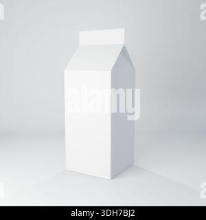 Weißes Bild für Frischmilchkarton 3D-Illustration Stockfoto