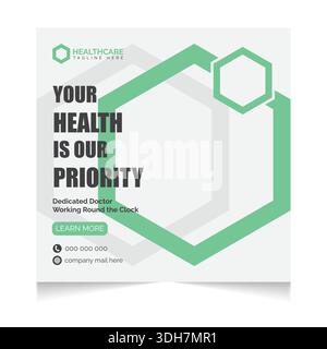 Gesundheitswesen Social Media Post Design Vorlage, Vektor Design, medizinische Geschäft. Stock Vektor