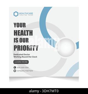 Gesundheitswesen Social Media Post Design Vorlage, Vektor Design, medizinische Geschäft. Stock Vektor