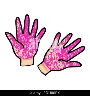 Zwei pinkfarbene Vektorhandschuhe mit gesprenkelter Textur, isoliert auf weißem Hintergrund Stock Vektor