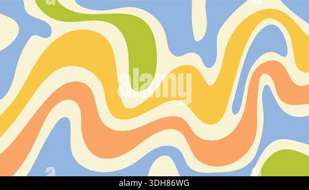 Groovige psychedelische und nostalgische abstrakte Kunst mit fließenden, organischen Formen und einer warmen Vintage-Farbpalette. Perfekt für moderne Grafikdesign-Projekte Stock Vektor