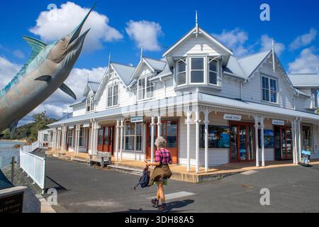 Paihia Wharf Gebäude, Bay of Islands, Northland, Neuseeland Stockfoto