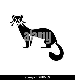 Schwarzes flaches Ermine-Symbol für digitale und gedruckte Projekte. Arktische Tiere. Minimale bereinigte Symbole für Apps und Websites. Moderne einfache Symbole für UI UX und br Stock Vektor