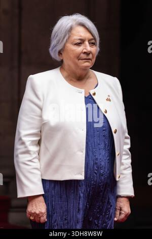 Mexiko-Stadt, Mexiko. Januar 2026. MARY SIMON, Generalgouverneur von Kanada, begleitet von ihrem Ehemann WHIT FRASER, einem kanadischen Journalisten und Autor, während der offiziellen Begrüßungszeremonie im Nationalpalast zu Beginn ihres offiziellen Besuchs in Mexiko, zu dem auch ein Treffen mit Präsidentin CLAUDIA SHEINBAUM gehört. (Kreditbild: © Cristian Leyva/ZUMA Press Wire) NUR REDAKTIONELLE VERWENDUNG! Nicht für kommerzielle ZWECKE! Stockfoto
