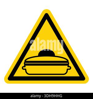 Ein auffälliges gelbes dreieckiges Warnschild mit einem Symbol für Lebensmittelbehälter, perfekt für die Übermittlung von Sicherheitshinweisen in lebensmittelrelevanten Umgebungen und Umgebungen Stock Vektor
