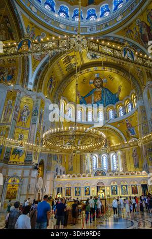 15. Juni 2024, Belgrad, Serbien: Innere des Tempels der Heiligen Sava - der Hauptkirche der serbisch-orthodoxen Kirche. Stockfoto