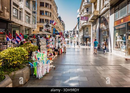 15. Juni 2024, Belgrad, Serbien: Knez Mihailova Street - eine Fußgängerzone im Zentrum von Belgrad, Serbien Stockfoto