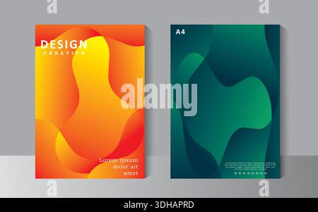 Bucheinband-Designvorlage im Format a4, Geschäftsbericht für Unternehmen, Unternehmenskatalog, Unternehmensprofil Broschüre Magazin Flyer Booklet Posterbanner, Stock Vektor