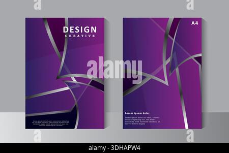 Designvorlage für Geschäftsbroschüren in violetter und silberner Farbe, Vorlage im A4-Format kann für Umschlagdesign, Jahresbericht, Profilumschlag, Buch, Vektor verwendet werden Stock Vektor
