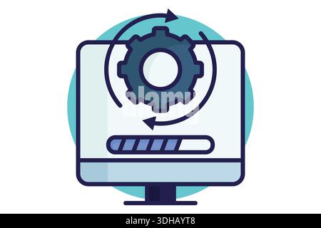 Symbol für Softwareaktualisierung. Farbiger Symbolstil. Symbol für IT-Support. Vektorillustration für Technologieelemente Stock Vektor