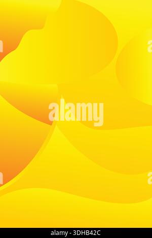 Lebendiger abstrakter Hintergrund mit gelben und orangen Farbverläufen, glatt fließenden Kurven und dynamischen Formen, moderner künstlerischer Illustration Stock Vektor