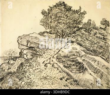 Vincent Van Gogh (1853-1890) - Der Felsen Von Montmajour Mit Kiefern Stockfoto