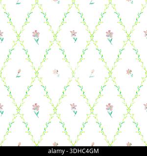 Aquarellfarben Floral Trellis Muster Nahtlos Stockfoto