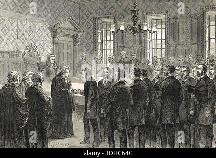 Der Prozess der Pyx im 19. Jahrhundert Stockfoto