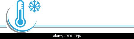 Thermometer und Schneeflocke, Temperatur, Klima, Hintergrund, Umweltdesign Stock Vektor