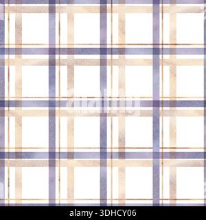 Ein nahtloses Muster von Quadraten aus Aquarellstreifen in Flieder und Beige. Aquarellillustration für Öko-Projekte, Poster, Hoteldesigns und nat Stockfoto