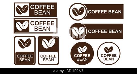 Logo-Set für Kaffeebohnen für Café, Coffee Shop, Verpackung und Branding Stock Vektor