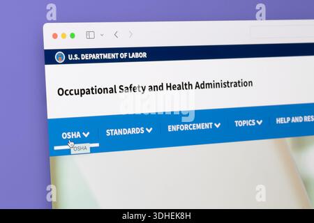 Ostersund, Schweden - 14. Januar 2025: OSHA-Website Stockfoto