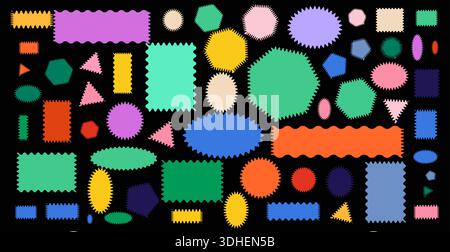 Set aus bunten welligen organischen Blobs. Lebendige unregelmäßige Flecken und fließende Inseln für Collage-Hintergründe, Sticker-Designs und verspielte Grafiken. Mehrfarbige Blob-Silhouetten-Vektorillustration. Stock Vektor