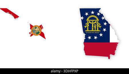 Poster zur Karte der Flagge Georgiens. US State Stolz Wanddekor Kunstwerke. Patriotische druckbare digitale Kunst. Detaillierte Vektordarstellung Stock Vektor