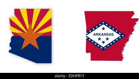 Poster mit der Flagge von Arizona. US State Stolz Wanddekor Kunstwerke. Patriotische druckbare digitale Kunst. Detaillierte Vektordarstellung Stock Vektor