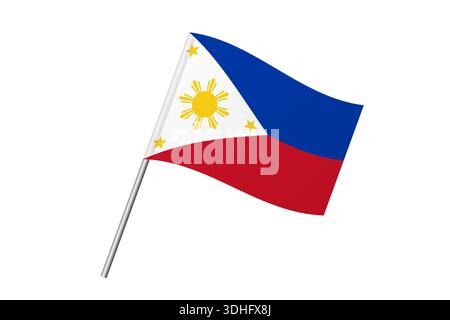 Philippinische Flagge – wellige Stabflagge des Landes, der kulturellen Identität und des Erbes. Steht für nationalen Stolz und Einheit. Vektorflagge auf weißem Hintergrund isoliert. Stock Vektor