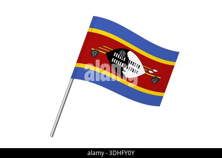 Eswatini-Flagge – wellige Stabflagge des Landes, der kulturellen Identität und des Erbes. Steht für nationalen Stolz und Einheit. Vektorflagge auf weißem Hintergrund isoliert. Stock Vektor