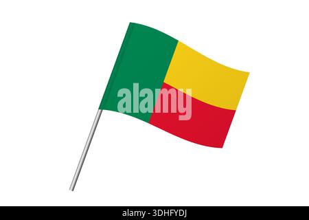 Benin-Flagge – wellige Stabflagge des Landes, der kulturellen Identität und des Erbes. Steht für nationalen Stolz und Einheit. Vektorflagge auf weißem Hintergrund isoliert. Stock Vektor